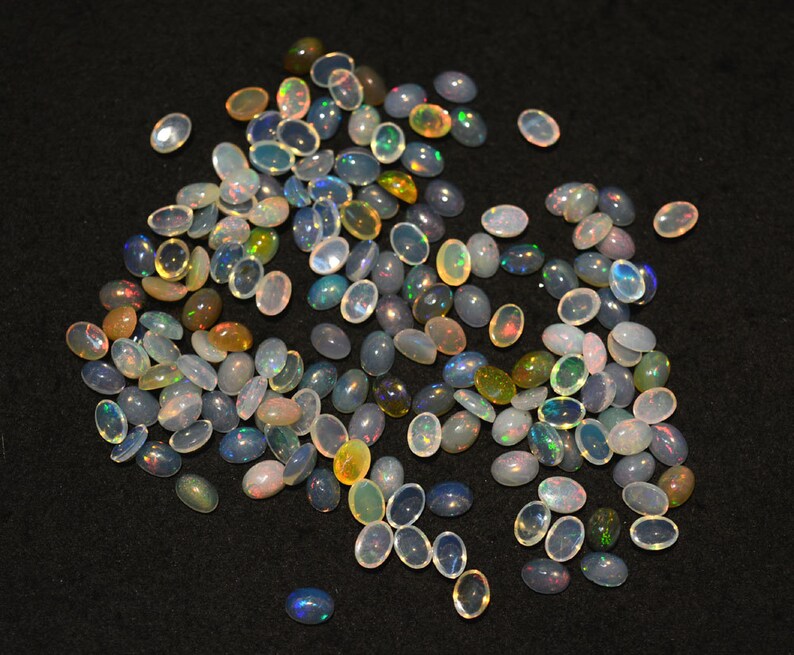 20 Pieces Welo Opal Oval Shape Cabochon 5x7mm Calibrated Ethiopian Opal Cabochon
