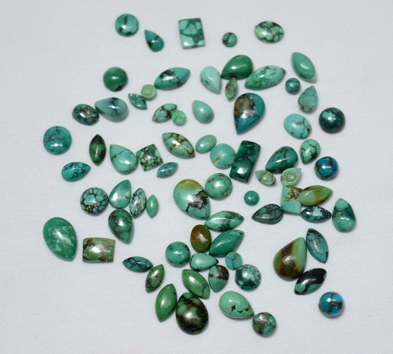 5x7mm To 9x13mm Each Aprrox Tibetan Turquoise Gemstone Stone Mix Shape Cabochons Gemstone 20 Pieces