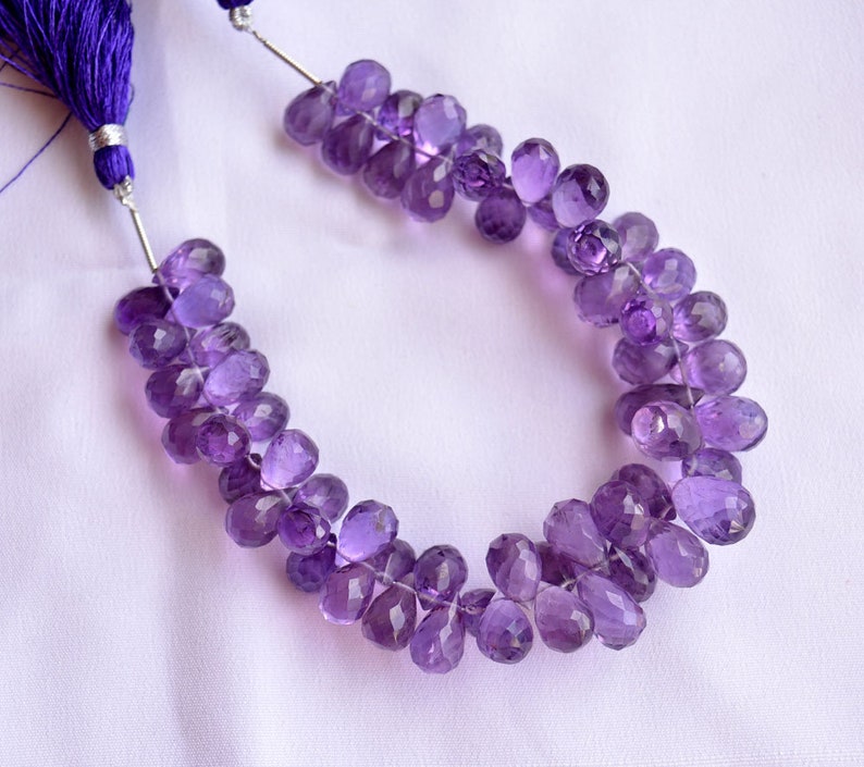 5x8mm To 6x9mm 7 Inches Strand Amethyst Briolette Faceted Tear Drops Beads Amethyst Tear Drops Briolettes Gemstone For Jewelry