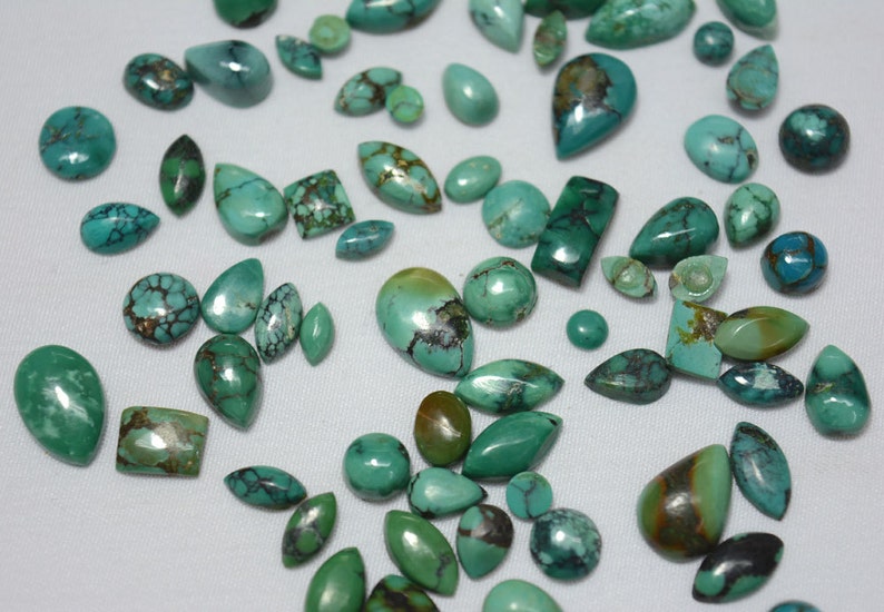 5x7mm To 9x13mm Each Aprrox Tibetan Turquoise Gemstone Stone Mix Shape Cabochons Gemstone 20 Pieces
