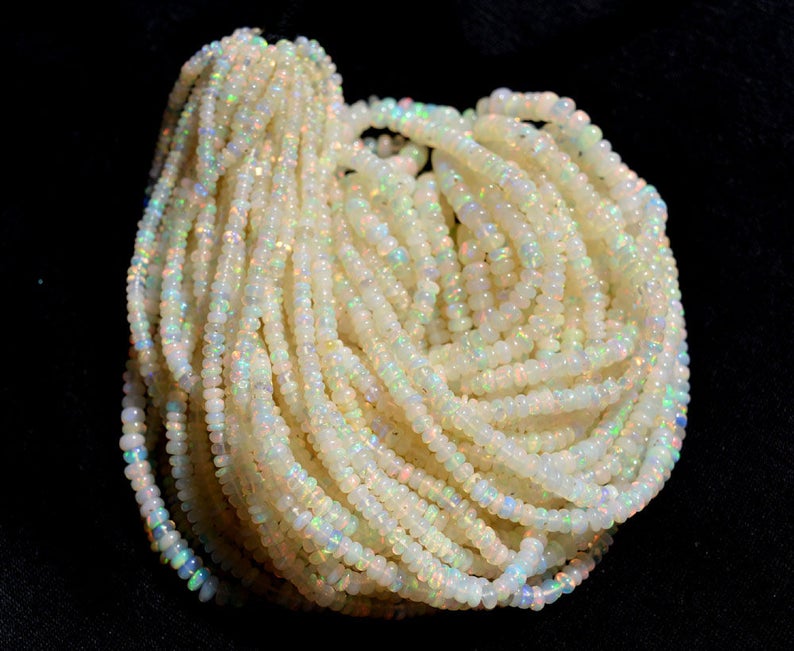 Ethiopian Opal Beads 3-7mm Welo Opal Natural Opal Plain Rondelle Beads 16 Inches Strand Smooth Opal Beads