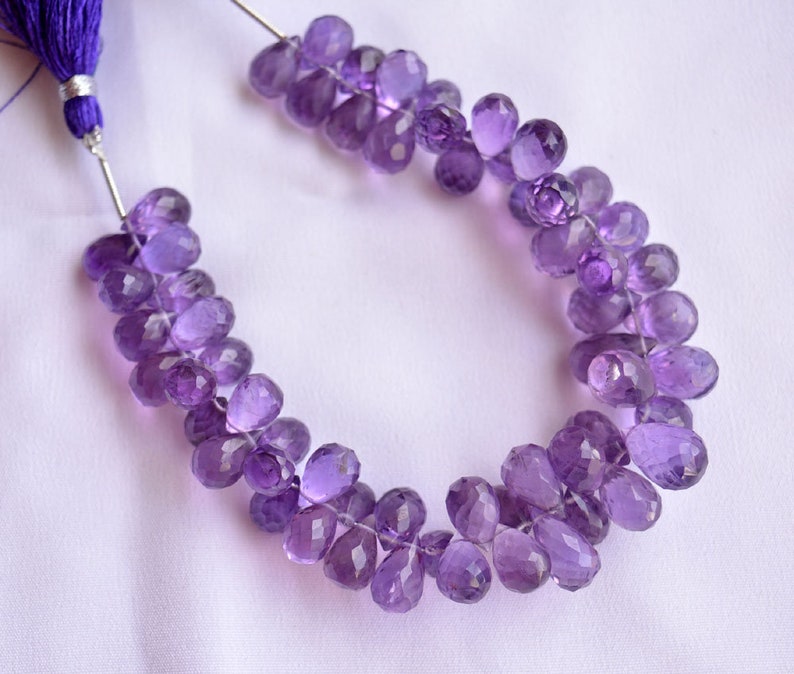 5x8mm To 6x9mm 7 Inches Strand Amethyst Briolette Faceted Tear Drops Beads Amethyst Tear Drops Briolettes Gemstone For Jewelry