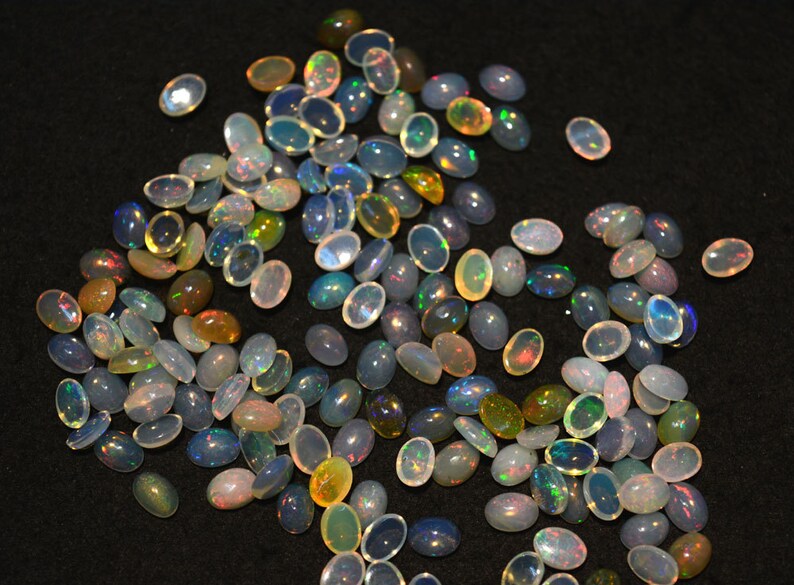 20 Pieces Welo Opal Oval Shape Cabochon 5x7mm Calibrated Ethiopian Opal Cabochon