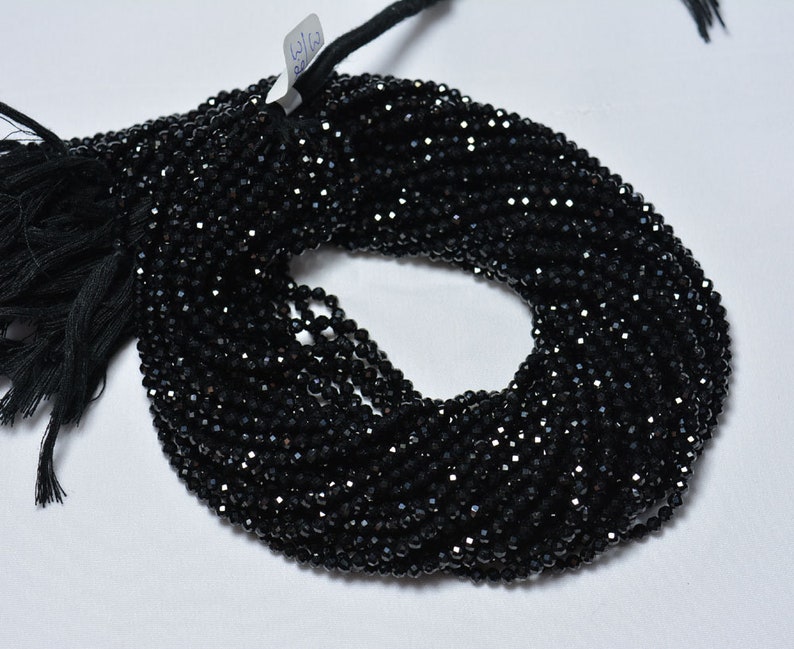 5 strands 12.5 Inch Strand Black spinel Gem Stone Beads Micro Faceted Rondelle Gemstone Beads Black Spinel faceted Beads 3.20mm