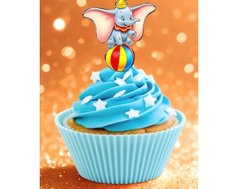 Dumbo Cupcake Toppers. Dumbo Birthday Decorations. Disney Dumbo Inspired Cupcake Toppers.