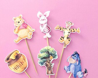 Winnie the Pooh Cupcake Toppers, 12 Count Decorations