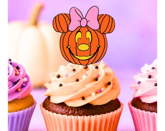 Mickey and Minnie Mouse Halloween Cupcake Toppers,  (Set of 12)
