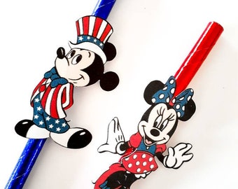 Patriotic Mickey Mouse. Mickey Mouse Straws. Mickey Mouse Party Decor. Mickey Mouse Birthday. Patriotic Mickey. Mickey Fourth of July.