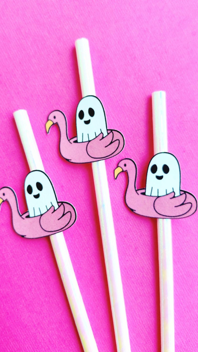 Summerween Ghost Party Straws - Set of 12 image 2