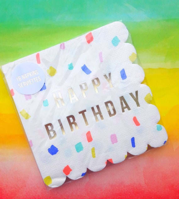 Happy Birthday Napkins. Meri Meri Happy Birthday Napkins. Meri Meri Napkins. Confetti Napkins. Birthday Napkins. Il_570xn