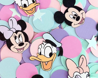 Confeti de Mickey y sus amigos, decoración para fiestas en tonos pastel, 100 unidades