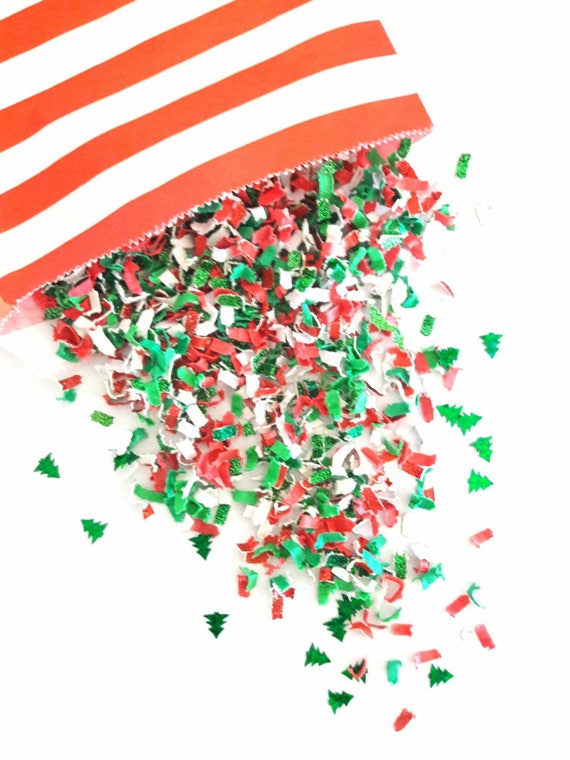 Green Red and white Holiday Christmas Party shower decorations 200 pieces Christmas Tree confetti 