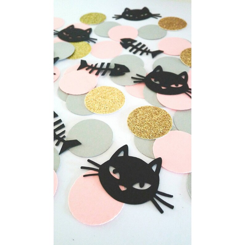Black Cat Kitty Confetti Kitten Cat Birthday Kitten Birthday Black Kitty Cat Birthday Decor Kitty Birthday Cat Confetti