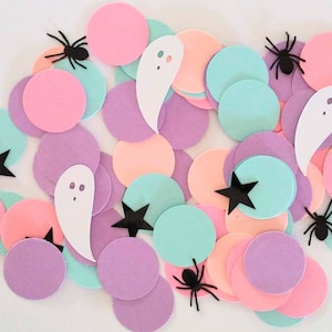 Pastel Halloween Confetti Mix, 100 Pieces: Ghosts, Spiders, Stars
