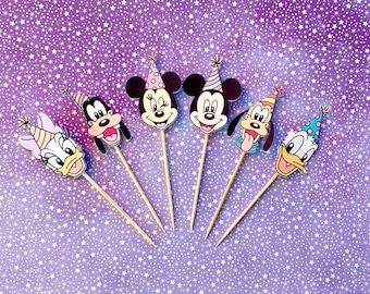 Adornos para cupcakes de cumpleaños de Mickey y sus amigos, decoraciones para fiestas