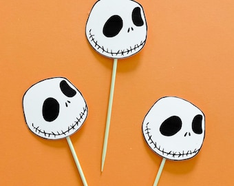 Jack Skellington Cupcake Toppers. Nightmare before Christmas. Halloween Decorations (12 Toppers)
