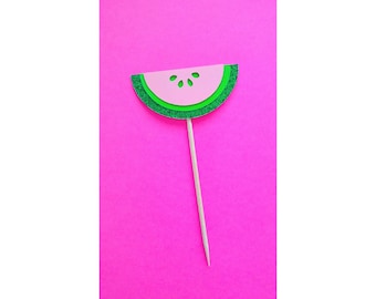 Watermelon Cupcake Toppers, One in a Melon Party (Set of 12)