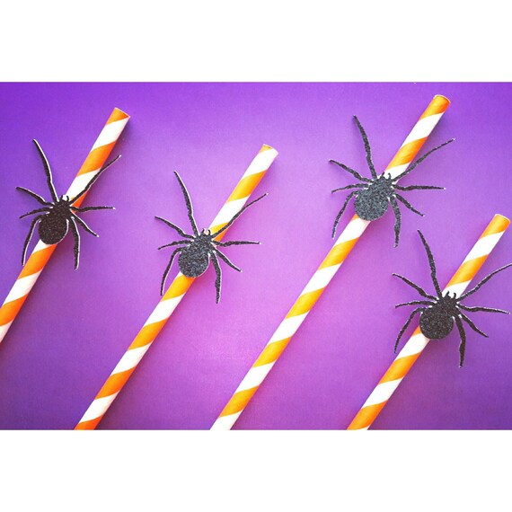 Halloween Paper Straws. Modern Halloween. Halloween Straws. Halloween Paper Straws. Halloween Party. Halloween Decorations. Spider Decor Il_570xn
