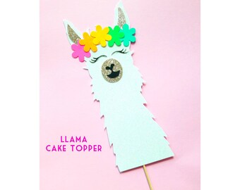 Llama Cake Topper | Floral Birthday Party Centerpiece