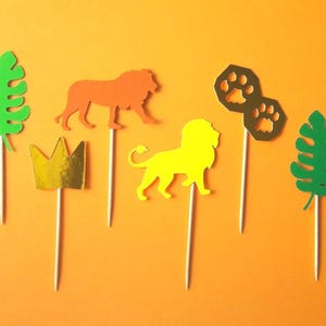 Lion King Cupcake Toppers, Jungle Theme Birthday Party Decor (Set of 12) image 1