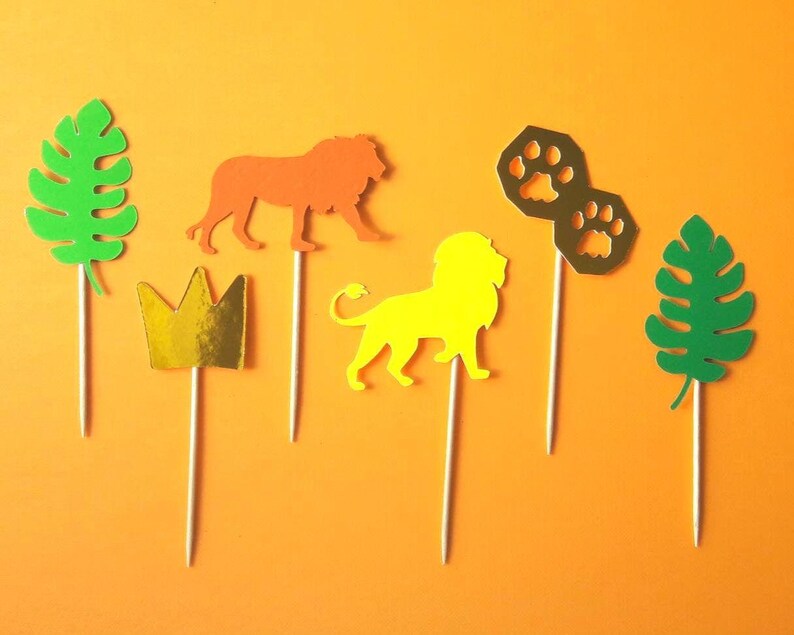 Lion King Cupcake Toppers, Jungle Theme Birthday Party Decor (Set of 12) image 1