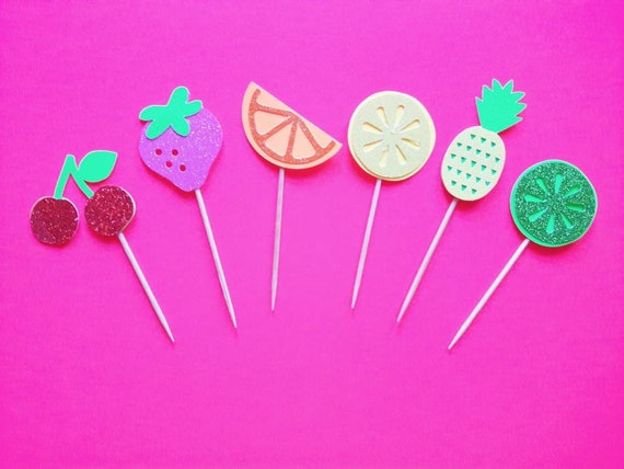 Tutti Frutti Cupcake Toppers. Twotti Frutti. Fruit Birthday. Fruit Cupcake Toppers. Fruit Themed Birthday Party. Fruit Party Decorations. Il_570xn