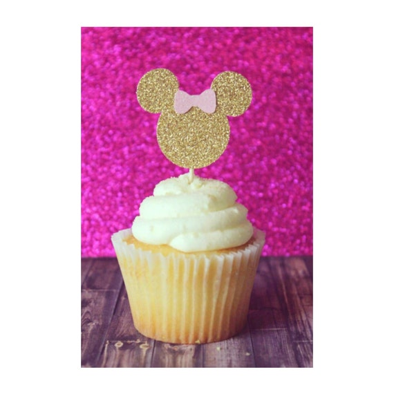 Minnie Mouse Cupcake Toppers. Pink and Gold Minnie Mouse. Minnie Birthday. Girl's Birthday. First Birthday. Minnie Mouse Party. Il_570xn