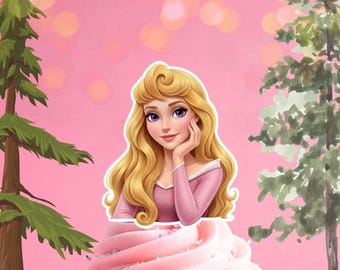 Sleeping Beauty Aurora Cupcake Toppers, Themed Party Decorations