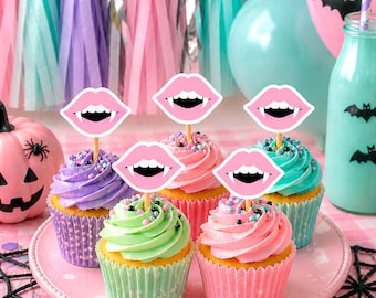 Pastel Halloween Cupcake Toppers. Pink Halloween (12 Count)