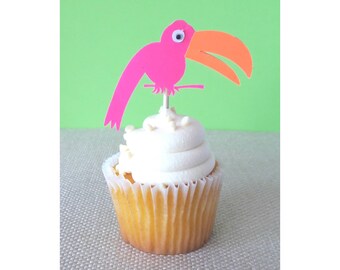 Toucan Cupcake Toppers. Toucan. Toucan Theme. Tropical Party Decorations. Toucan Party Decorations. Tropical Birthday. Toucan Decor.