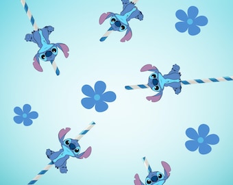 Stitch & Angel Party Straws - Set of 12