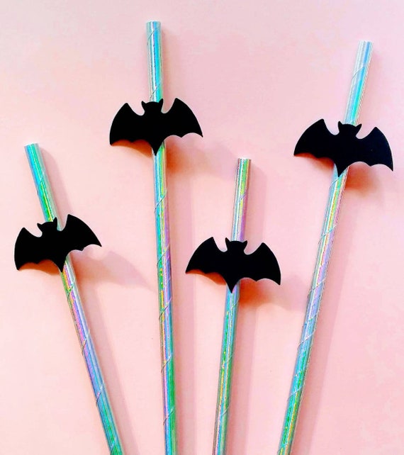 Pastel Halloween. Halloween Straws. Bat Straws. Modern Halloween. Halloween Party. Halloween Theme. Bat Themed Birthday. Halloween Birthday Il_570xn