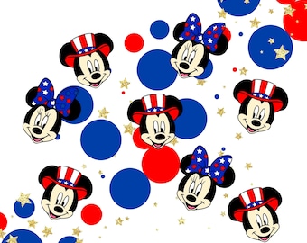 Mickey Mouse Minnie Patriotic Confetti – 100 Pieces (Circles, Stars, Characters)