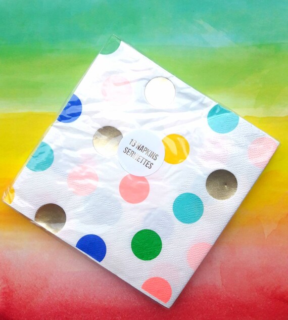 Meri Meri Napkins. Meri Meri Polka Dot. Colored Dots. Polka Dots. Party Napkins. Birthday Napkins Il_570xn