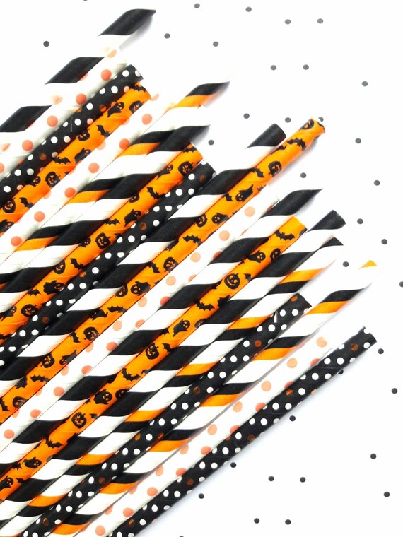 Halloween Straws Pumpkin Straws Vintage Halloween Straws Paper