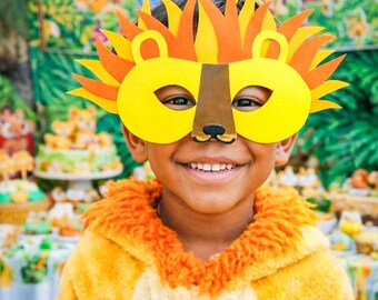 Lion King Mask, Jungle Theme Birthday Party Decor, Handmade Cardstock Simba Costume