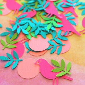 Luau Party Confetti: Tropical Parakeets & Leaves, 100 Pieces