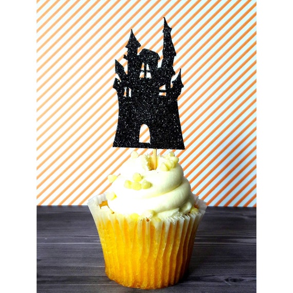 Halloween Cupcake Toppers Haunted House Party Decorations Etsy