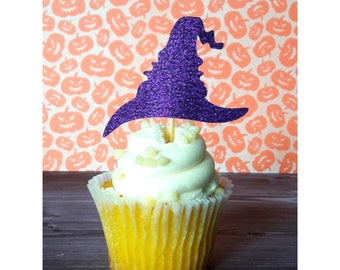 Witch Hats. Witch Hat. Halloween Witch. Halloween. Halloween Cupcake Toppers. Halloween Party. Halloween Decorations.