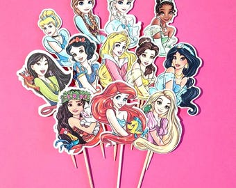 Adornos para cupcakes de princesas Disney. Princesas Disney. Juego de 12.