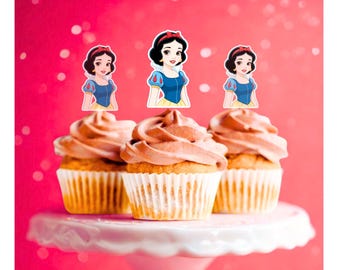 Snow White Inspired Cupcake Toppers, Birthday Party Decorations