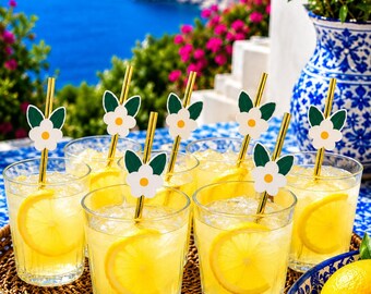 Lemon Straws – Italian Summer Party Drinkware (Set of 12)