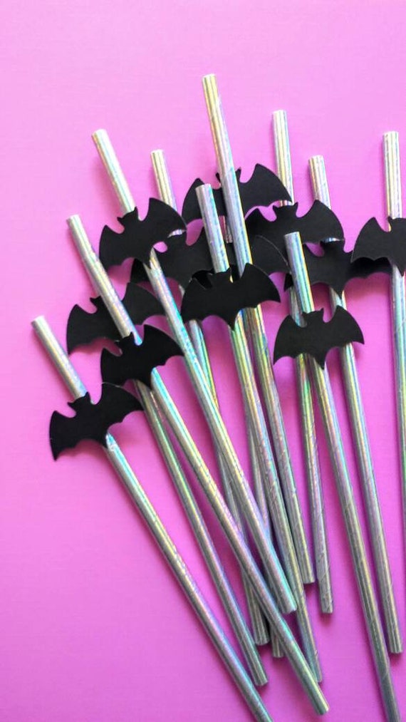 Pink Halloween. Halloween Straws. Bat Straws. Modern Halloween. Halloween Party. Halloween Theme. Bat Themed Birthday. Halloween Birthday Il_570xn
