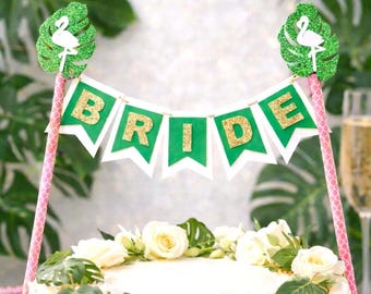 Tropical Bride Cake Topper: Monstera Leaf Bridal Shower Decoration