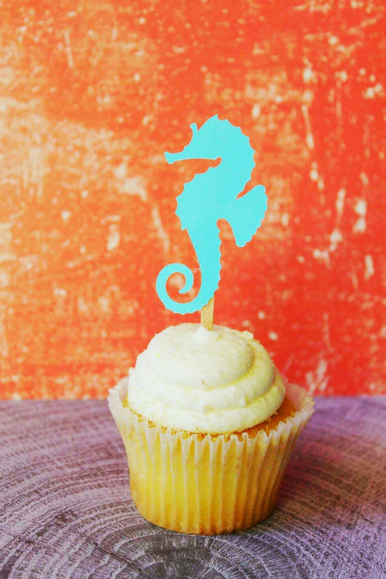 Seahorse Cupcake Toppers. Mermaid Party. Tropical Party Decorations. Seahorse. Seahorse Theme. Tropical. Luau. Mermaid Theme. Beach Party. image 1