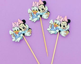 Minnie and Daisy Cupcake Toppers, Mickey Pastel Party Decor