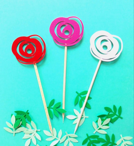 Kentucky Derby Cupcake Toppers. Derby Decorations. Kentucky Derby Party. Rose Party Decorations. Rose Cupcake Toppers. Run for the Roses Il_570xn