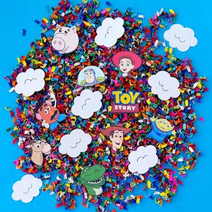 Toy Story Party Confetti: Characters, Clouds, Rainbow Shreds (1 Cup)