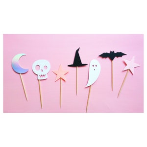 Pastel Halloween. Pastel Halloween. Halloween Cupcake Toppers. Modern Halloween. Halloween Party Decorations. Party Decorations.