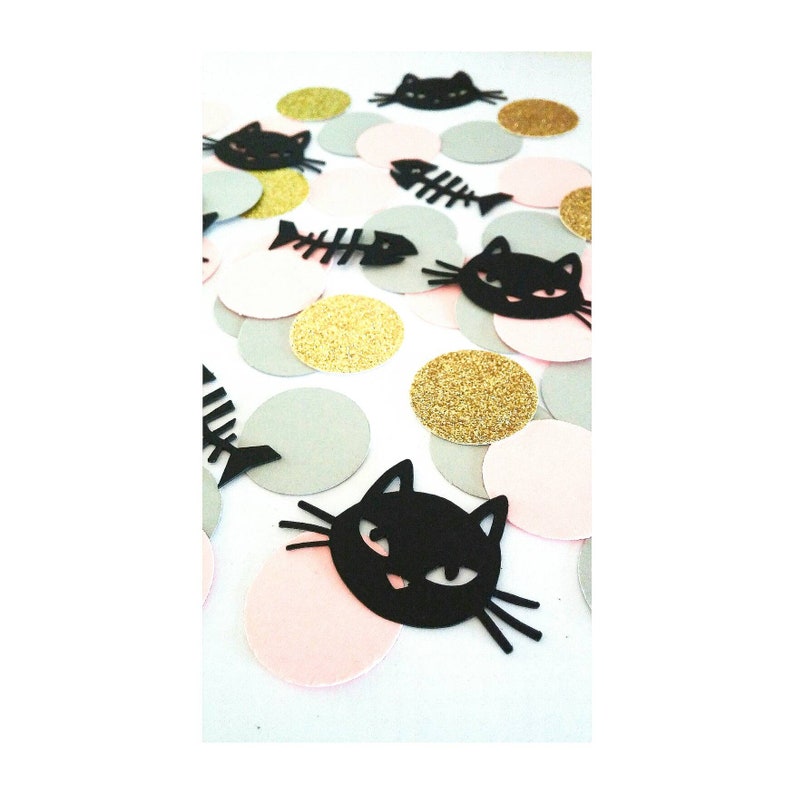 Black Cat Kitty Confetti Kitten Cat Birthday Kitten Birthday Black Kitty Cat Birthday Decor Kitty Birthday Cat Confetti